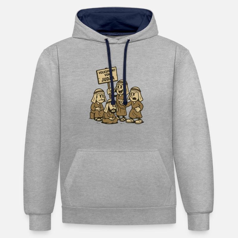 Parodie du Front populaire de Judée - Sweat à capuche contrasté - gris chiné/bleu marine
