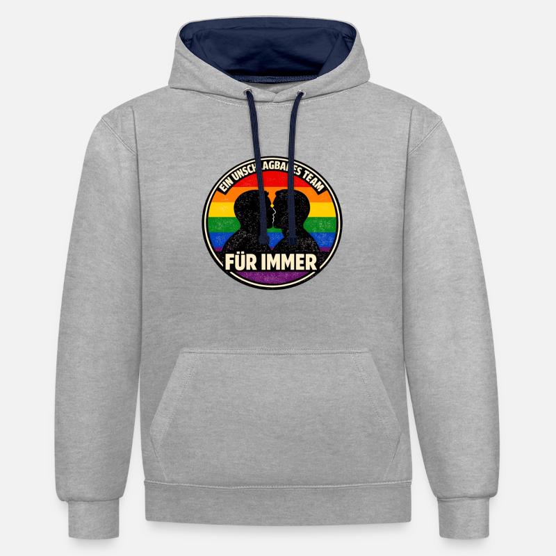 Équipe Imbattable pour Toujours – Pride - Sweat à capuche contrasté - gris chiné/bleu marine