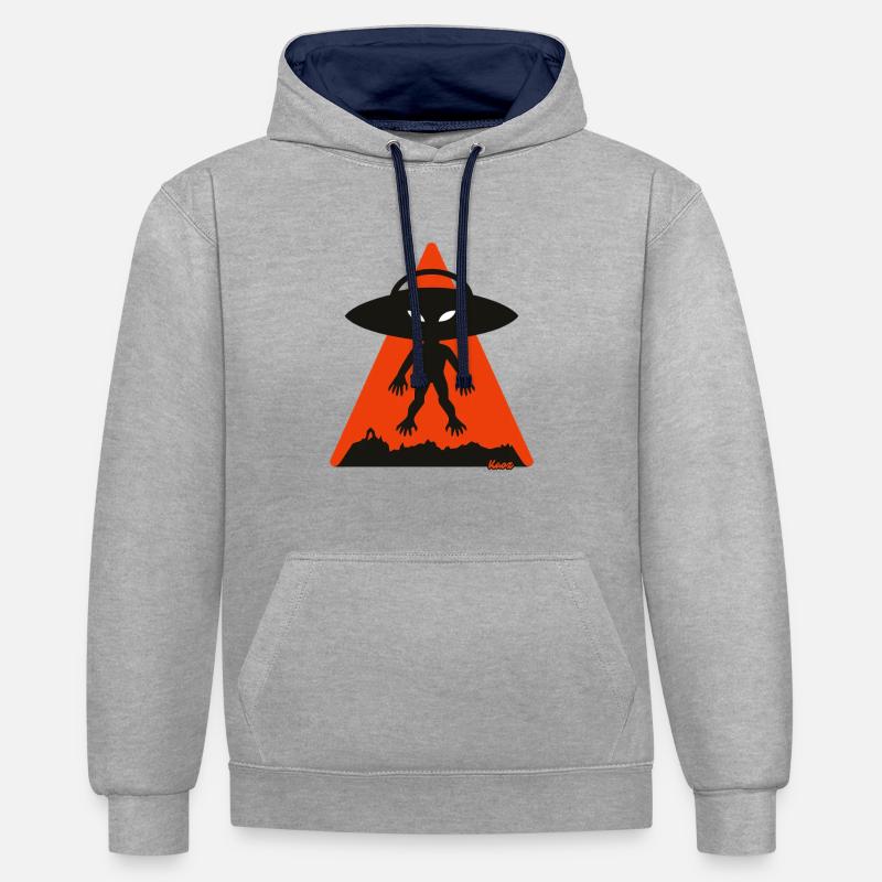 Alien Shadow Under Orange Triangle - Contrast hoodie - heather grey/navy