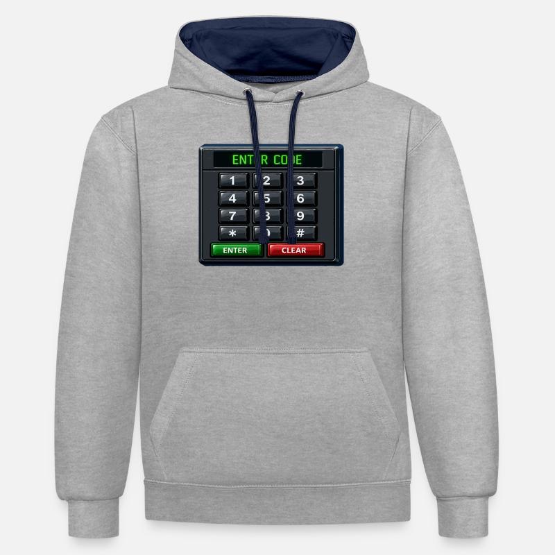 Entrée du code Clavier néon - Sweat à capuche contrasté - gris chiné/bleu marine