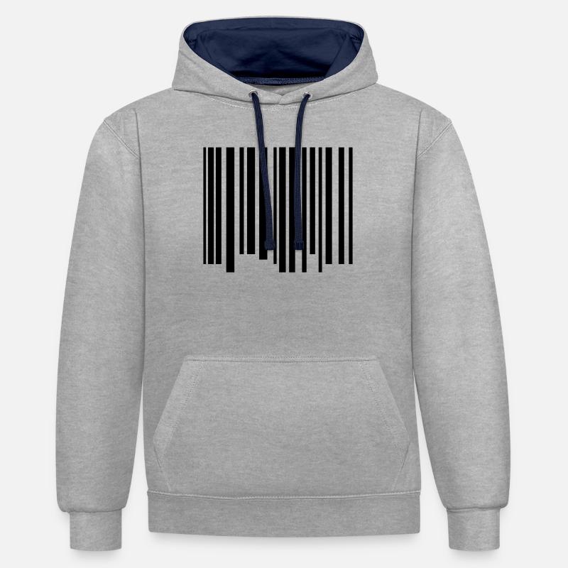 Barcode - Kontrast-Hoodie - Grau meliert/Navy