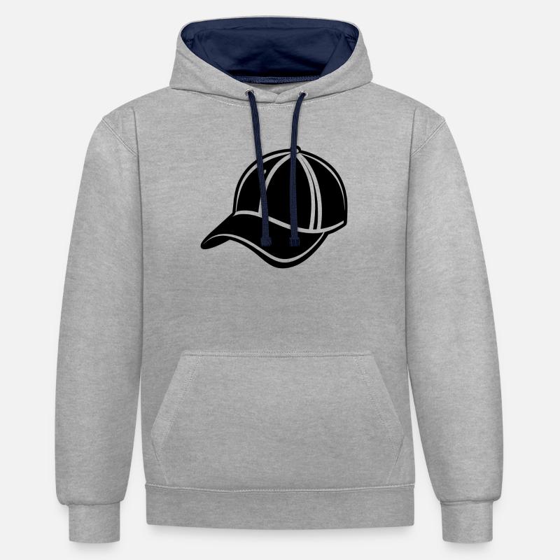 Casquette de baseball - Sweat à capuche contrasté - gris chiné/bleu marine