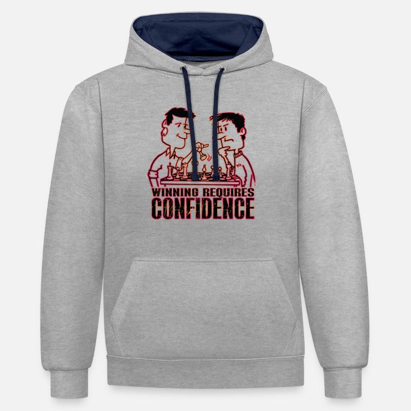 Gagner nécessite de la confiance - Sweat à capuche contrasté - gris chiné/bleu marine