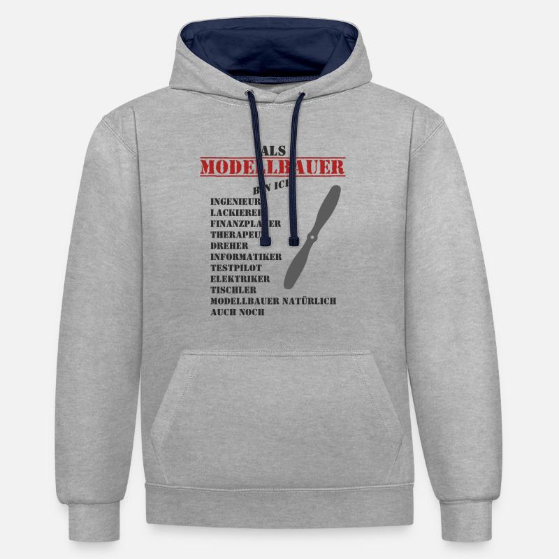 modélisateurs - Sweat à capuche contrasté - gris chiné/bleu marine
