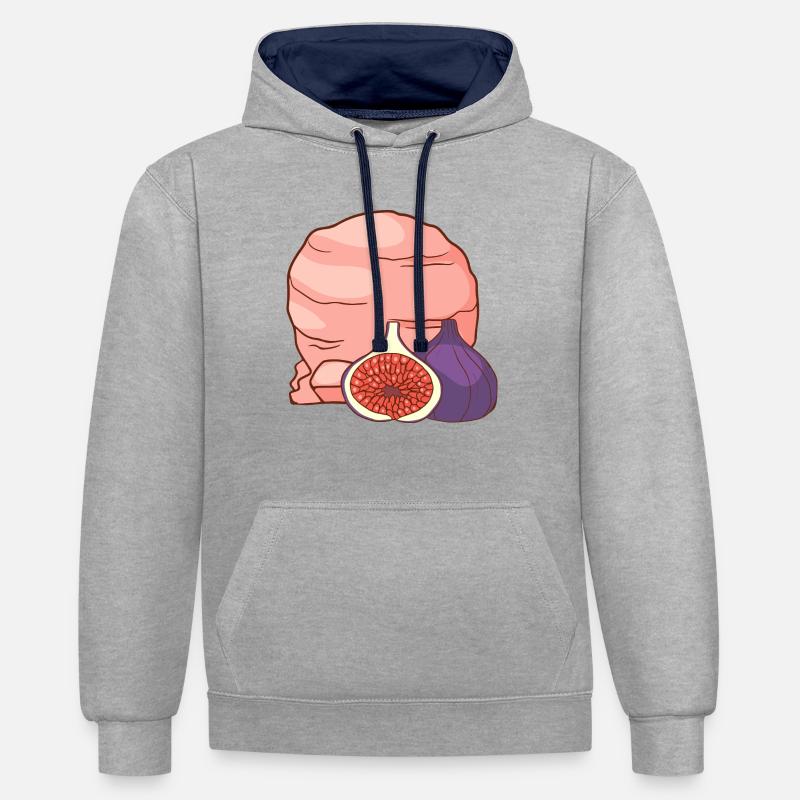Feigenfrucht Eis Speiseeis Eiskrem Eiscreme - Kontrast-Hoodie - Grau meliert/Navy