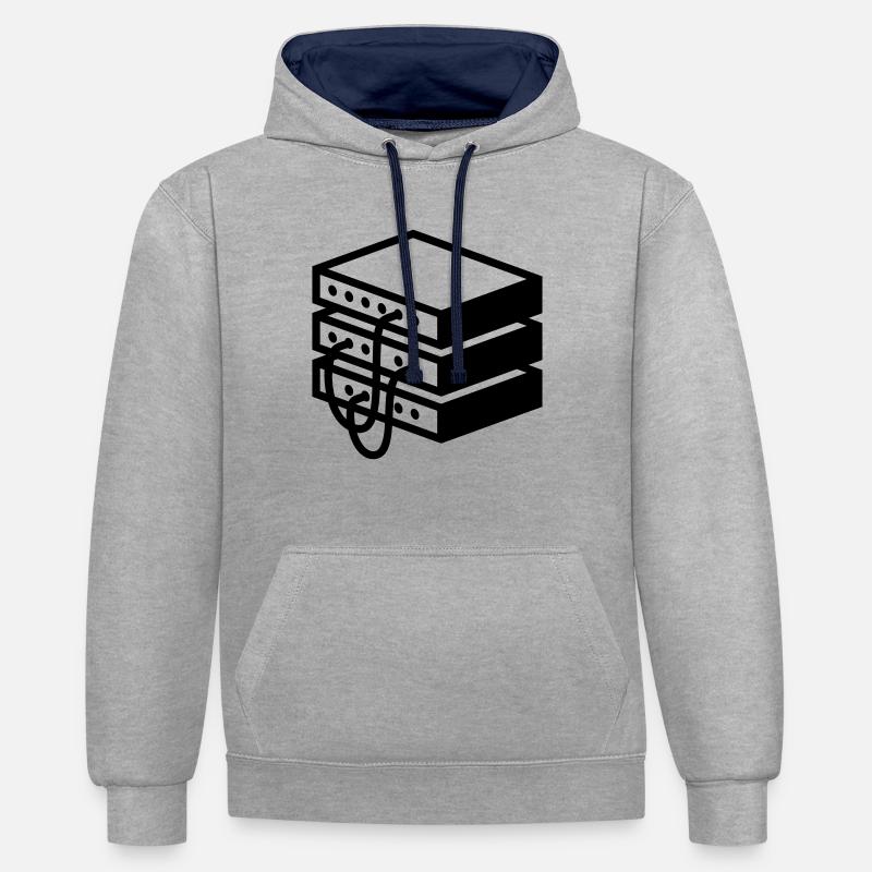 Altmodischer Server - Kontrast-Hoodie - Grau meliert/Navy