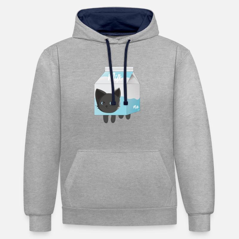 lait - Sweat à capuche contrasté - gris chiné/bleu marine