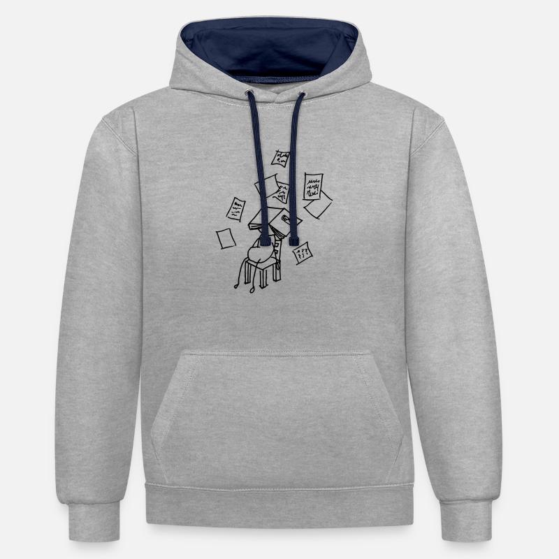 krank oder Schule - Kontrast-Hoodie - Grau meliert/Navy