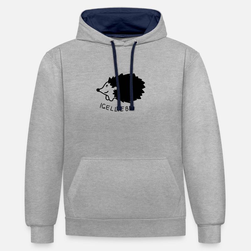 Hérisson amour hérisson - Sweat à capuche contrasté - gris chiné/bleu marine