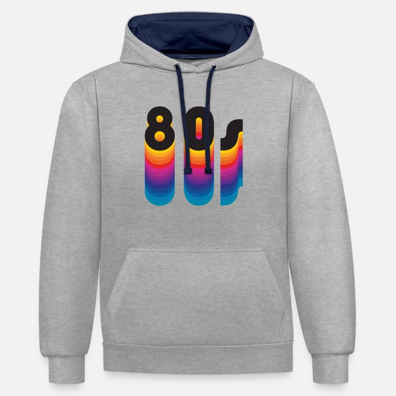 80s queue d'arc-en-ciel - Sweat à capuche contrasté - gris chiné/bleu marine