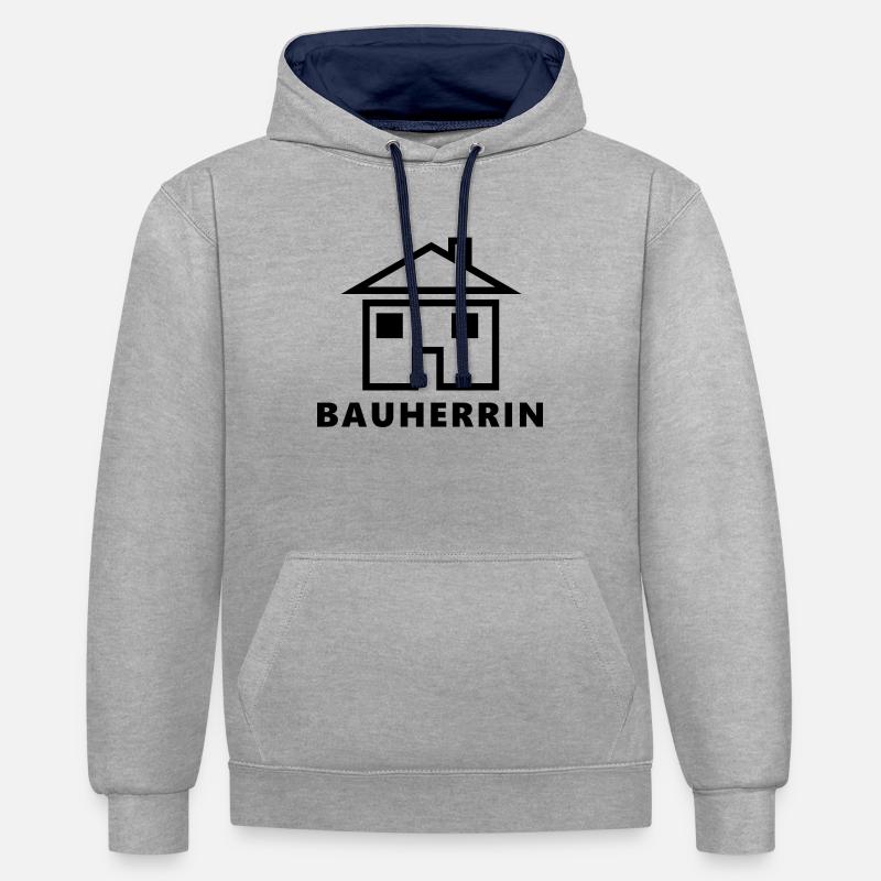 Client - noir - Sweat à capuche contrasté - gris chiné/bleu marine