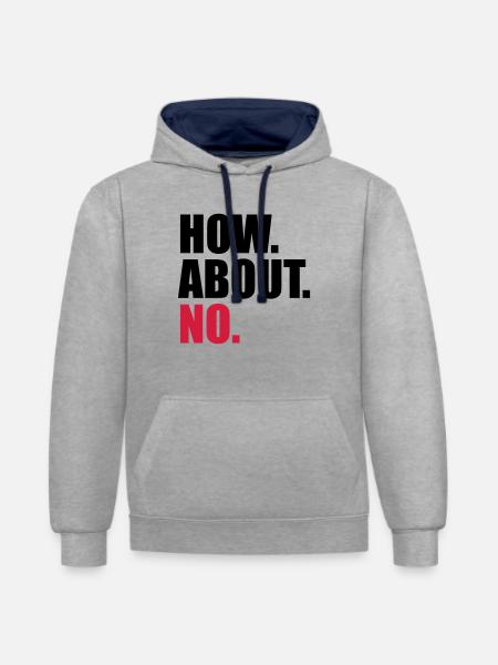 koldt, hvad med nej siger sjovt, hvad med n - Kontrast-hoodie - grå meleret/marineblå