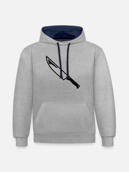 Messer - Kontrast-Hoodie - Grau meliert/Navy