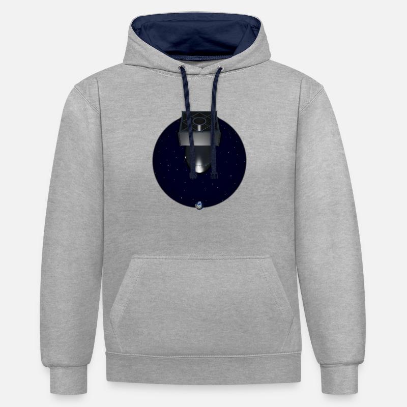 Bombe A - Sweat à capuche contrasté - gris chiné/bleu marine