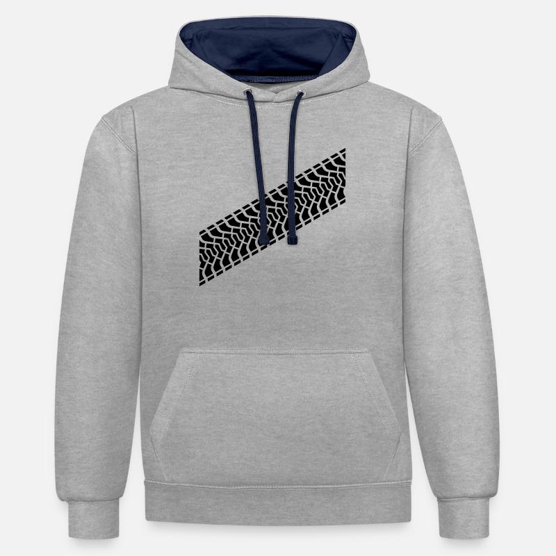 Diagonal empreinte du pneu - Sweat à capuche contrasté - gris chiné/bleu marine