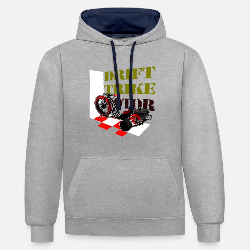 Drift Trike - Sweat à capuche contrasté - gris chiné/bleu marine