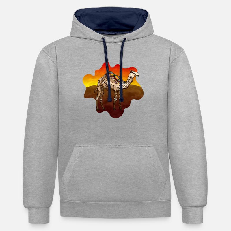 Chameau - Sweat à capuche contrasté - gris chiné/bleu marine