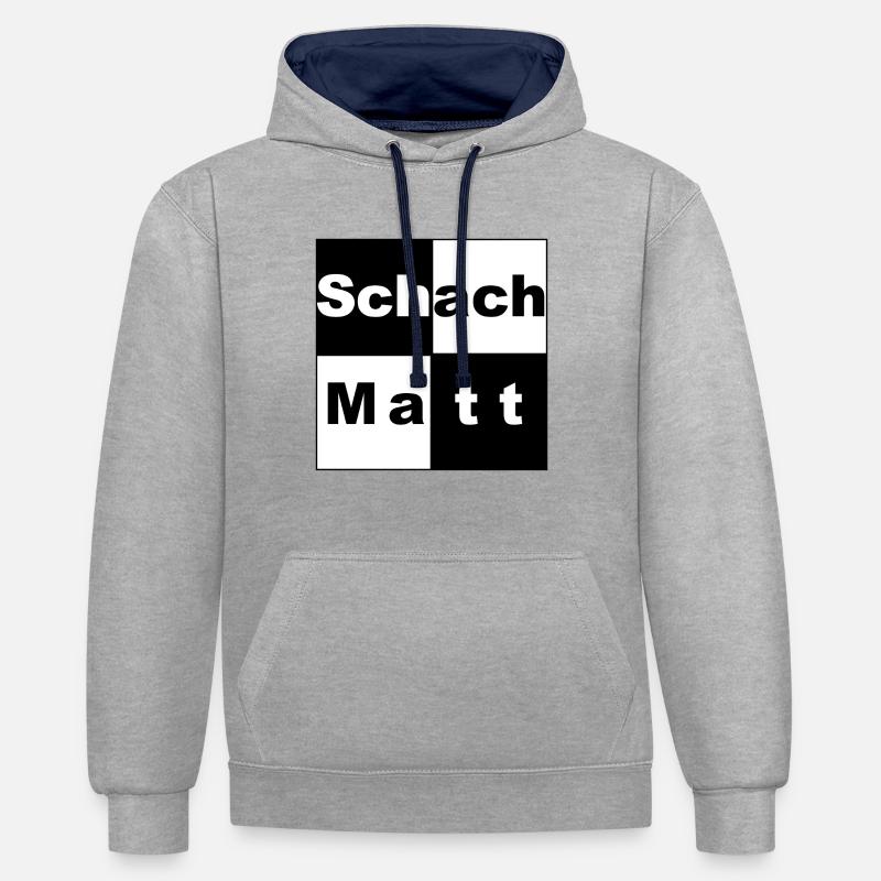 Idée cadeau échecs en échec - Sweat à capuche contrasté - gris chiné/bleu marine