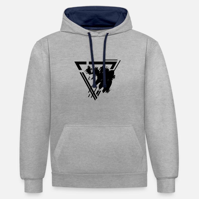 Triangle Modern Design Abtrakt - Sweat à capuche contrasté - gris chiné/bleu marine
