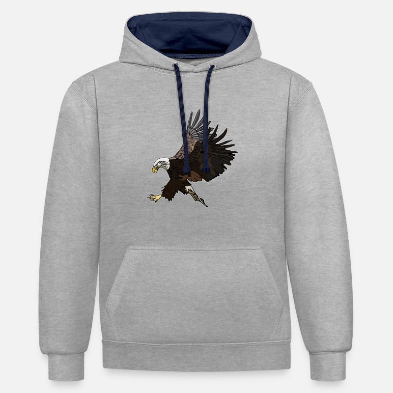 Aigle aigle - Sweat à capuche contrasté - gris chiné/bleu marine