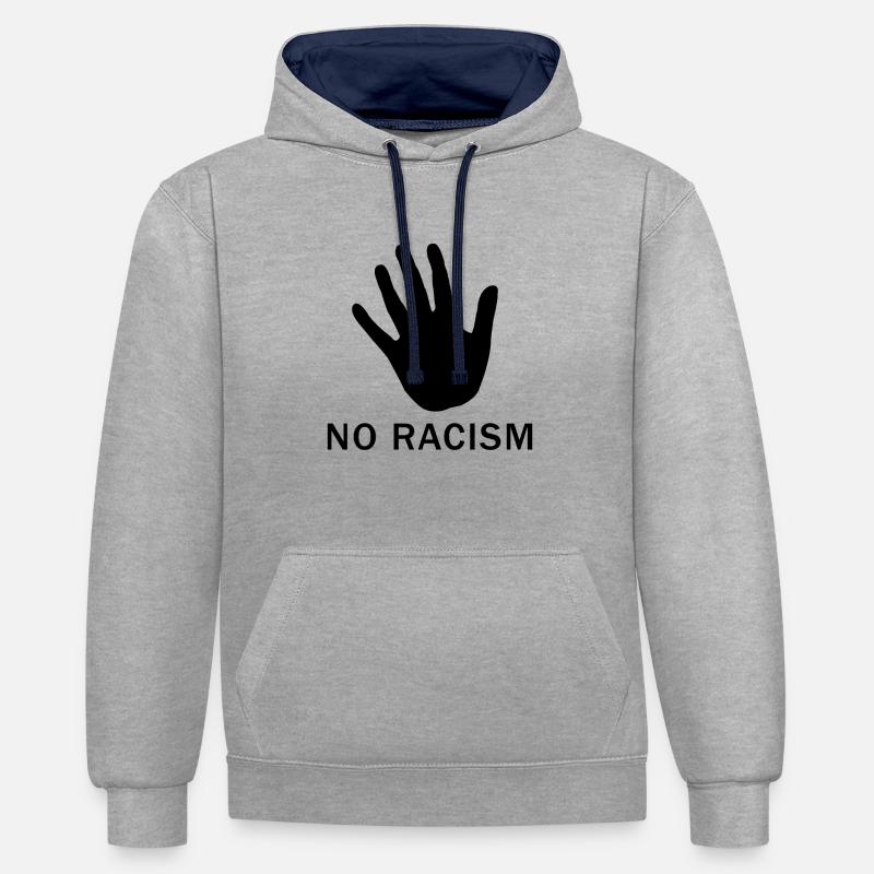 No Racism - Sweat à capuche contrasté - gris chiné/bleu marine