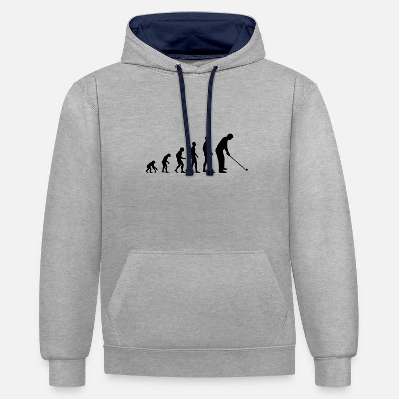 Evolution Golf - Sweat à capuche contrasté - gris chiné/bleu marine