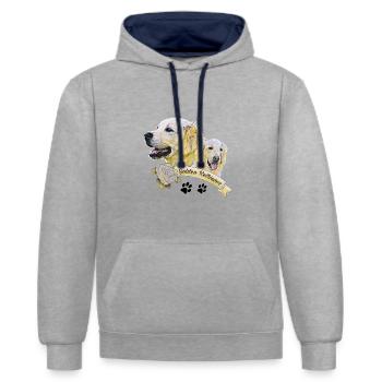 Golden retriever - Contrast hoodie - heather grey/navy - Front - Liana (172cm) & Jaron (178cm)