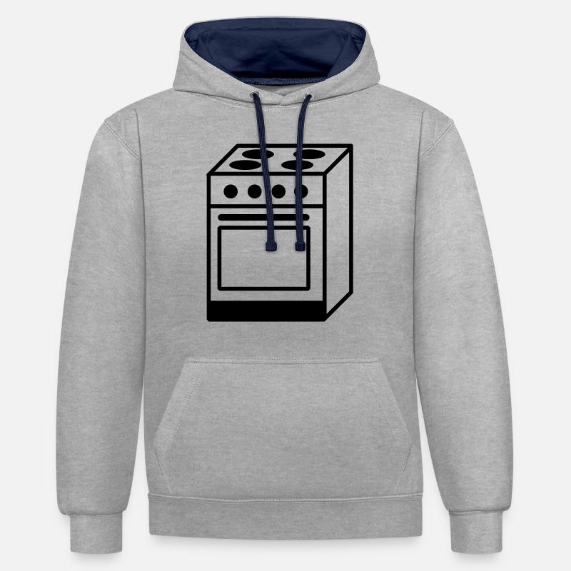 cuisinière - Sweat à capuche contrasté - gris chiné/bleu marine