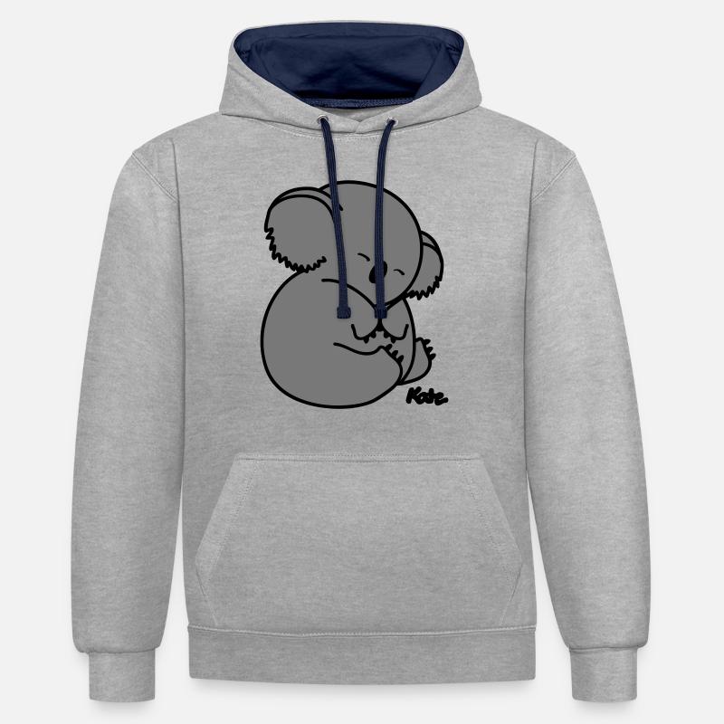 Koala (2c) - Sweat à capuche contrasté - gris chiné/bleu marine