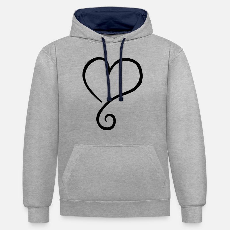 Coeur avec s'épanouit - Sweat à capuche contrasté - gris chiné/bleu marine