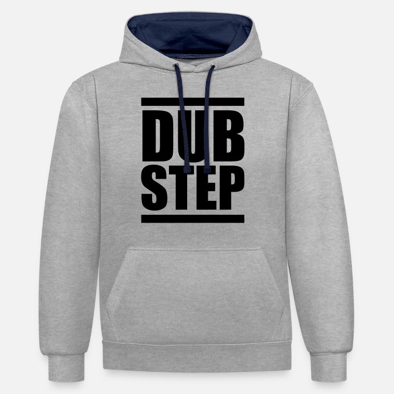 Dubstep - Sweat à capuche contrasté - gris chiné/bleu marine