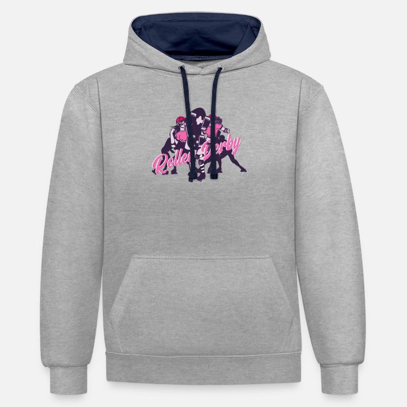 Roller Derby - Sweat à capuche contrasté - gris chiné/bleu marine