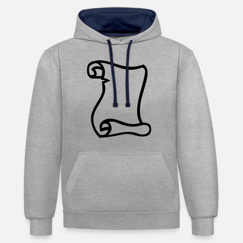 Papier - Sweat à capuche contrasté - gris chiné/bleu marine