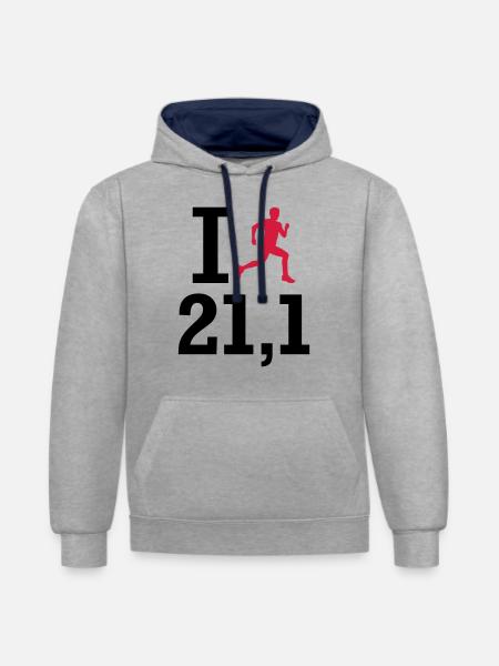 Marathon - Kontrast-Hoodie - Grau meliert/Navy