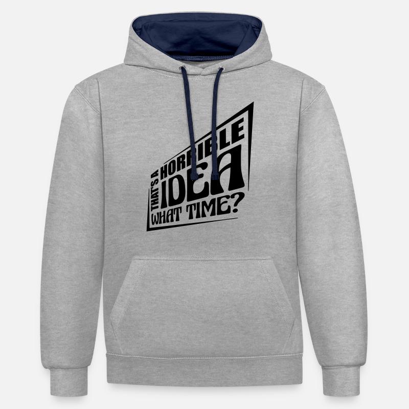 C’est une idée horrible - Sweat à capuche contrasté - gris chiné/bleu marine