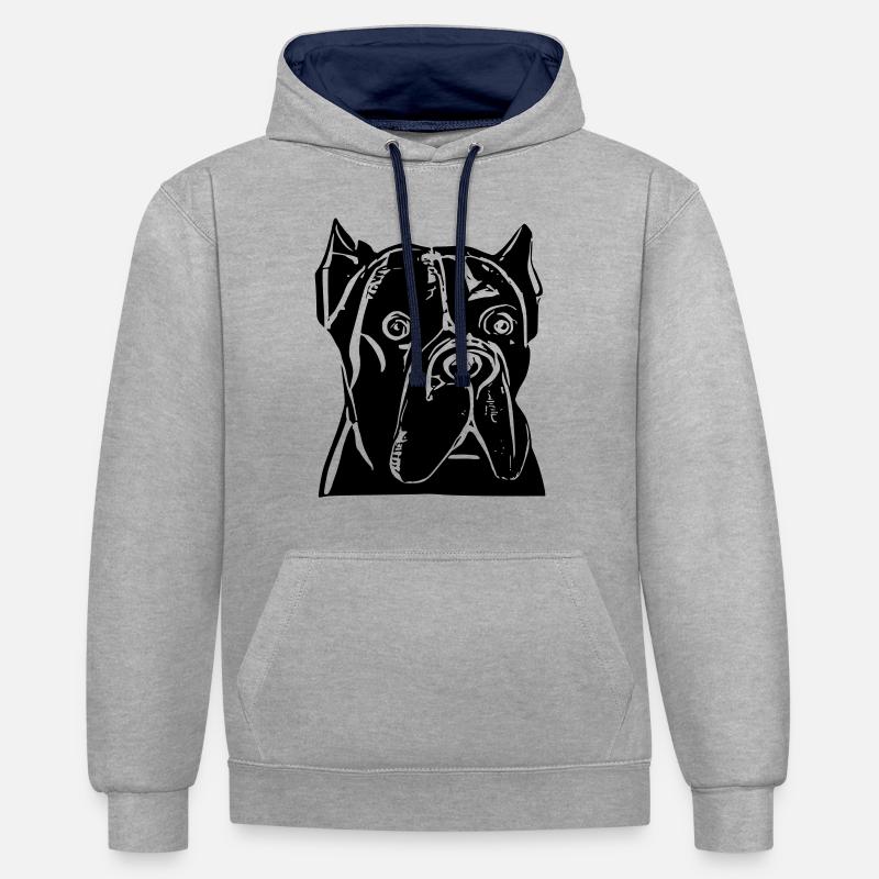Cane corso - Sweat à capuche contrasté - gris chiné/bleu marine
