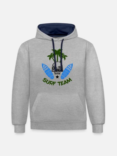 Surf Team - Contrast hoodie - heather grey/navy