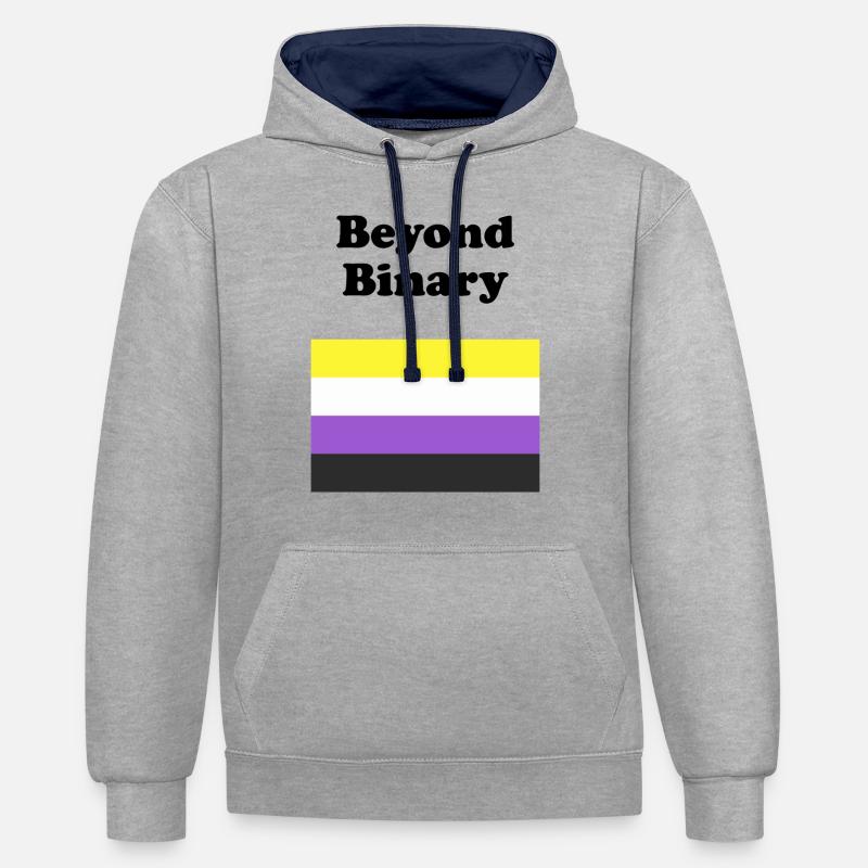 Non Binary Flag Beyond Binary - Contrast hoodie - heather grey/navy