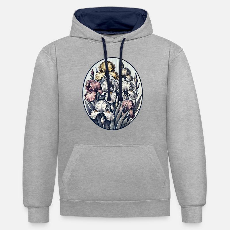 Iris - Sweat à capuche contrasté - gris chiné/bleu marine