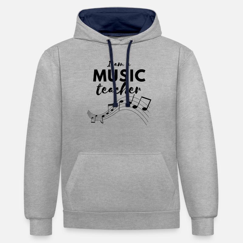 Ich bin eine MUSIKLEHRER-Sammlung - Kontrast-Hoodie - Grau meliert/Navy