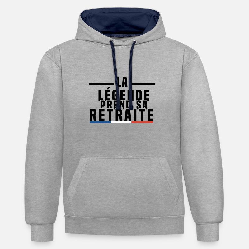 La Légende Prend Sa Retraite - Sweat à capuche contrasté - gris chiné/bleu marine