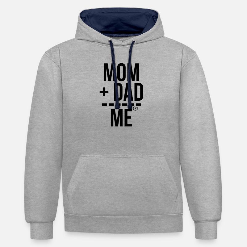 Maman Papa moi - Sweat à capuche contrasté - gris chiné/bleu marine
