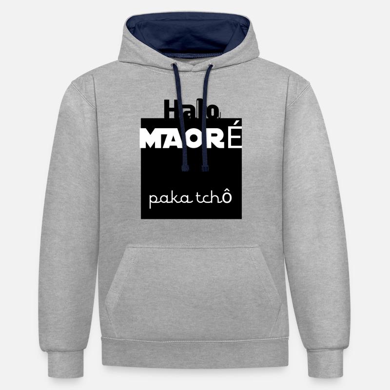Maoré1 - Sweat à capuche contrasté - gris chiné/bleu marine