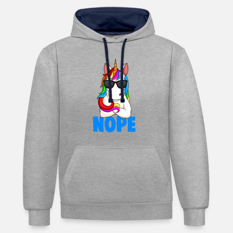 Licorne - Sweat à capuche contrasté - gris chiné/bleu marine