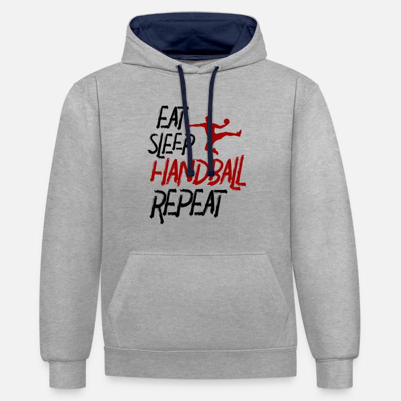 Eat Sleep Handball Répéter - Sweat à capuche contrasté - gris chiné/bleu marine