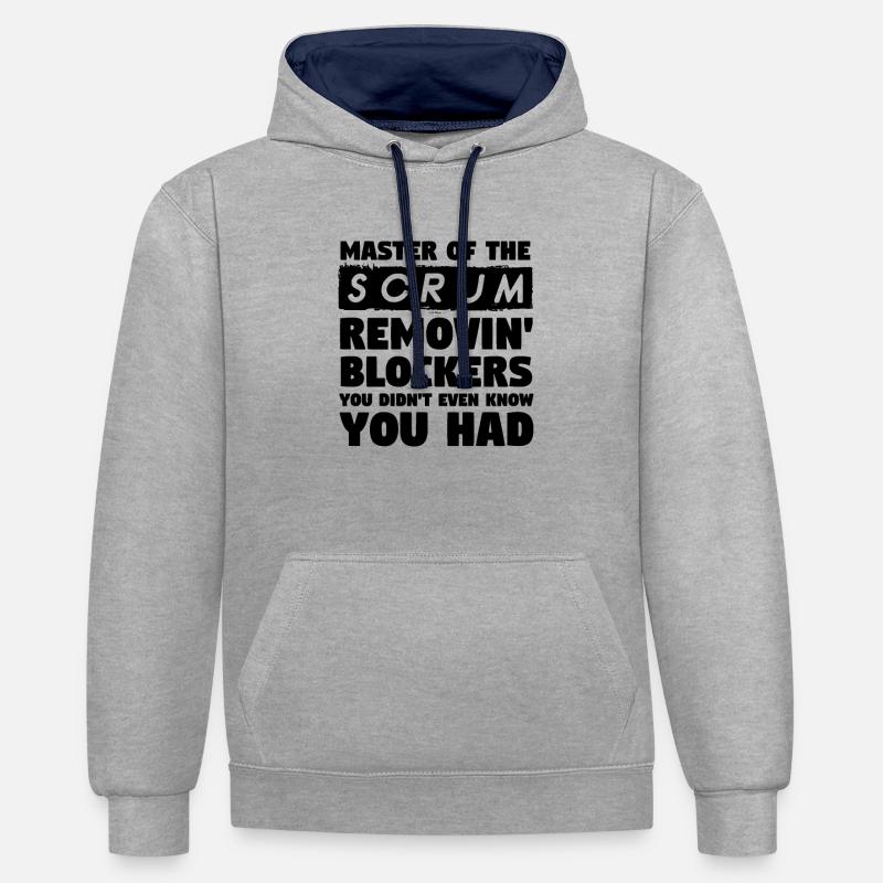 Scrum Master Développement logiciel agile - Sweat à capuche contrasté - gris chiné/bleu marine