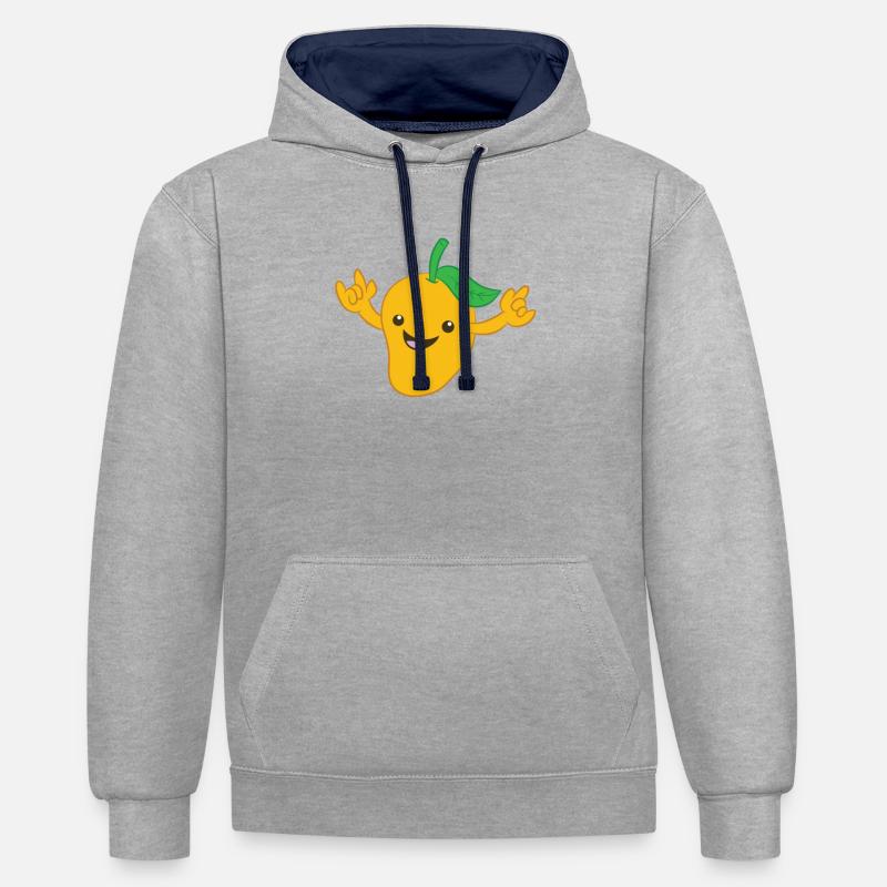 Mango Fruit Dancing Love Mangos - Contrast hoodie - heather grey/navy