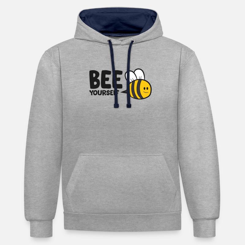 Bee Yourself Love Bee - Sweat à capuche contrasté - gris chiné/bleu marine