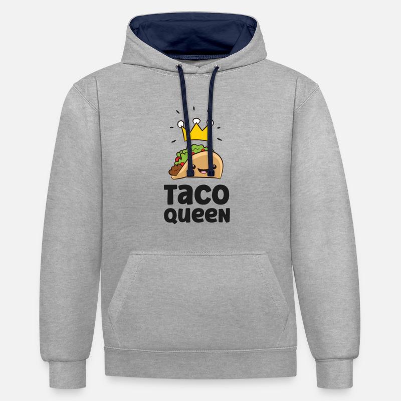Taco Queen Drôle De Taco - Sweat à capuche contrasté - gris chiné/bleu marine