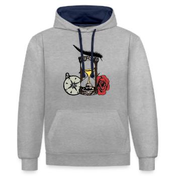 hourglass - Contrast hoodie - heather grey/navy - Front - Liana (172cm) & Jaron (178cm)